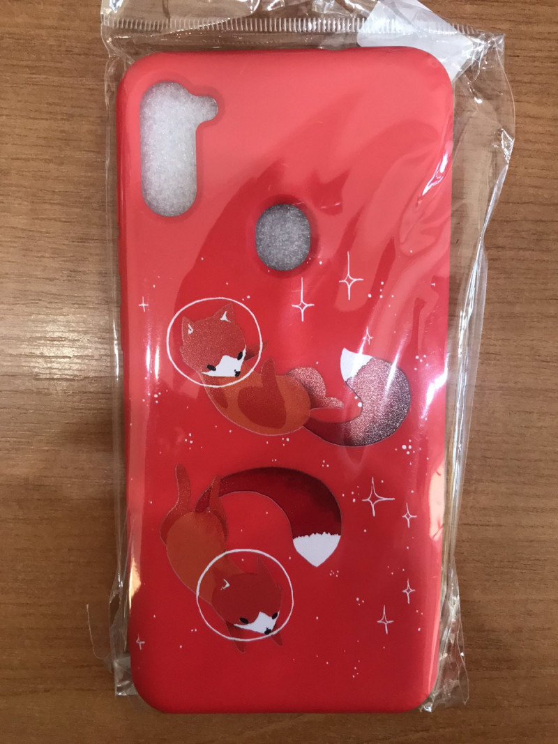 Силикон для Samsung A115F A11, M115F M11, матовый Soft-touch, Лисички,красный