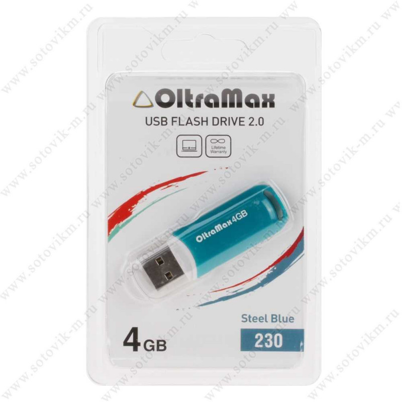 Флеш-накопитель 4Gb OltraMax 230, USB 2.0, белый