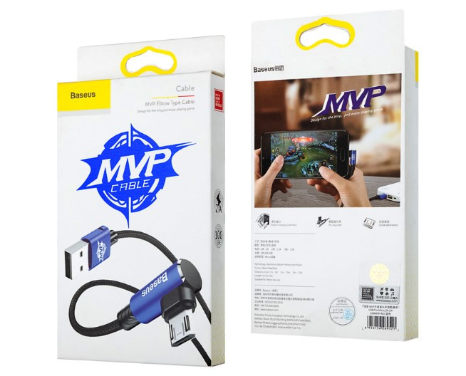 USB кабель для Micro Baseus MVP Elbow угловой, 2A, 1м