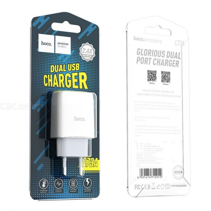 СЗУ HOCO C73A Glorious 2USB, 2.4A