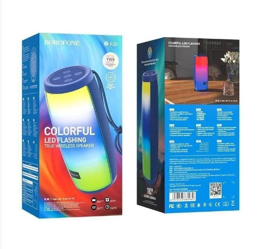 Колонка BOROFONE BR20 Sound Wave, LED BT microSD USB AUX 2400mAh, серый