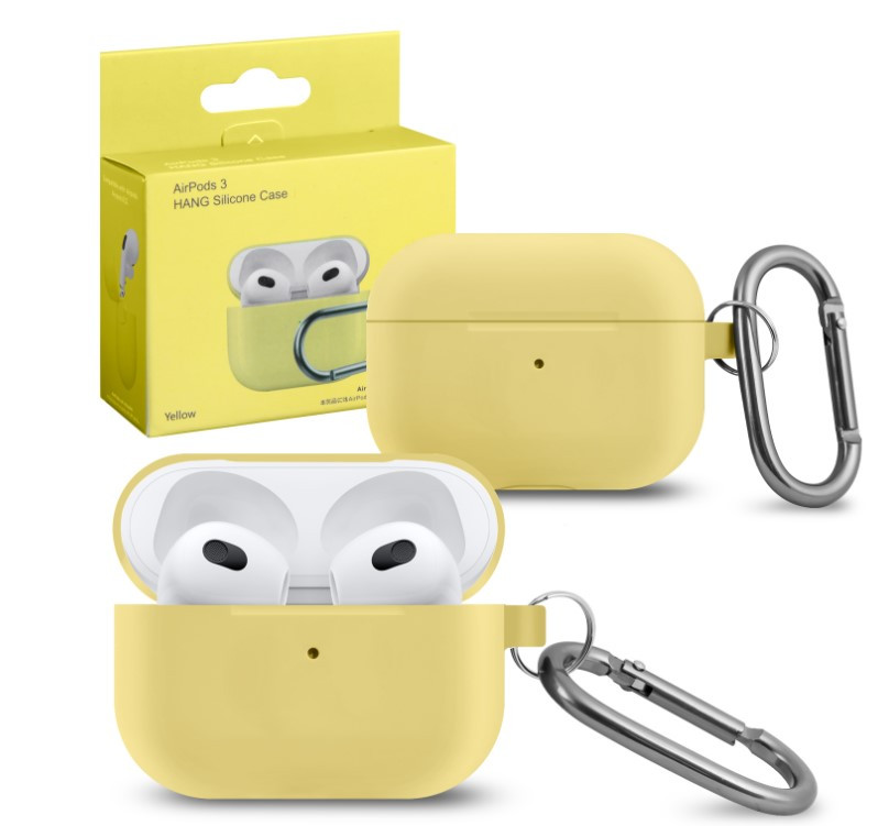 Чехол Airpods 3 Silicon Case с карабином, желтый