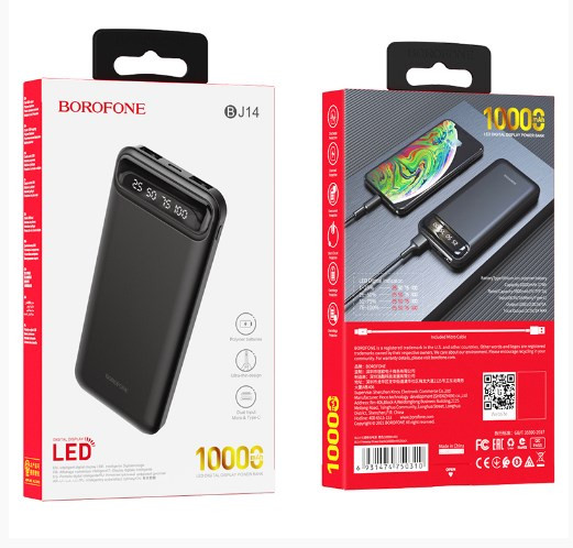 Внешний аккумулятор BOROFONE BJ14 Freeway, 2A, 10000 мАч, с дисплеем