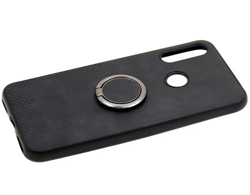 Накладка для XIAOMI Redmi Note 8T, Эко- кожа с кольцом клетка, черный