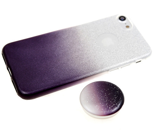 Силикон для SAMSUNG A105F A10, M105F M10, с переливами с попсокетом, черный