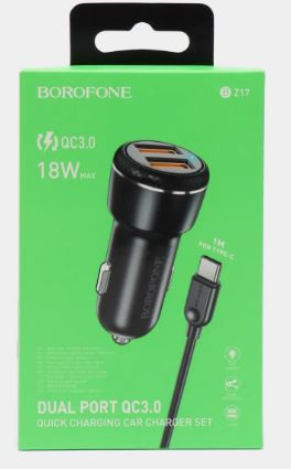 АЗУ BOROFONE BZ17 2USB 18W кабель Type-C