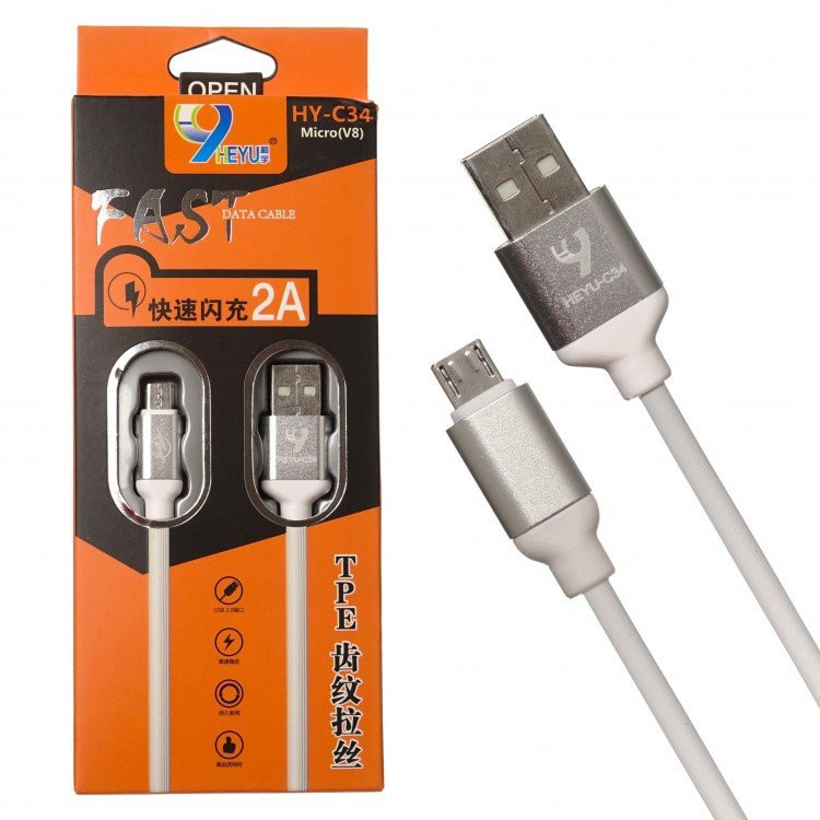 USB кабель для Micro HY-C34  1 метр (рифленый)