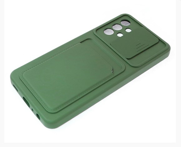 Накладка для SAMSUNG A12, противоударный с визитницей, болотный