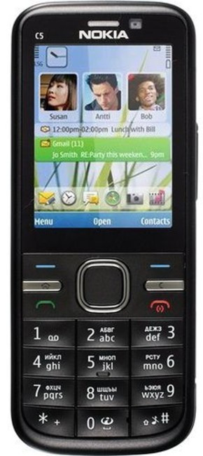 Корпус для Nokia C5-00 со средней частью + клавиатура (черный)
