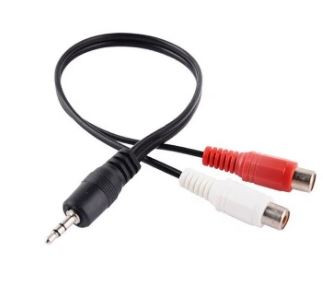 Видеокабель-разветвитель 3.5 jack-2RCA 0,2m (ПАПА-2 МАМА)