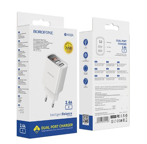 СЗУ BOROFONE BA58A Mighty, 2USB, 2.4A