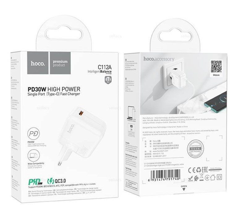 СЗУ HOCO C112A USB-PD30W C 3.0A PD