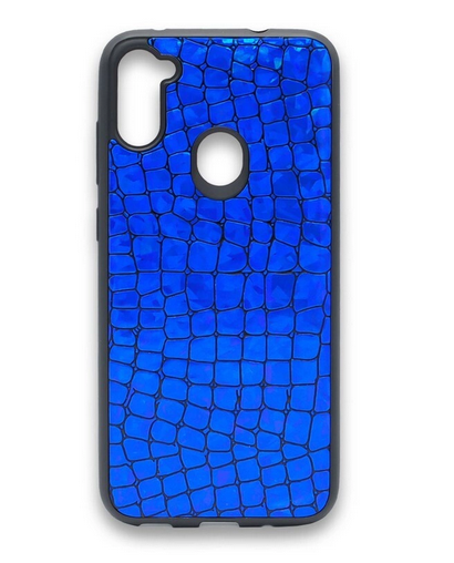 Накладка для SAMSUNG A21 (A215), крокодил перламутровый, синий