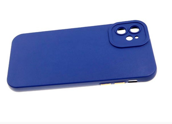 Накладка для Apl IPh 14 Pro Max, под кожу металлические кнопки, синий