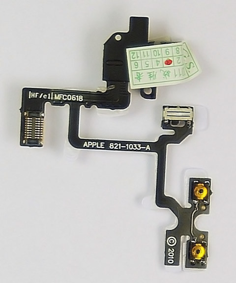 Шлейф для ApL iph 4 + разъём гарнитуры (белый)