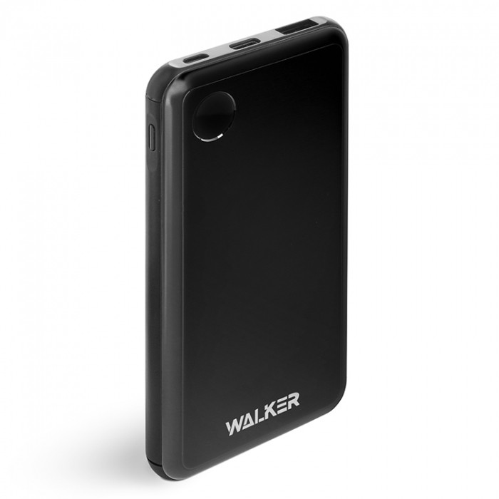 Внешний аккумулятор Walker WB-510, (10000 mAh), Li-Pol, 2.1A вх/вых, Type-C, дисплей, металл, черное