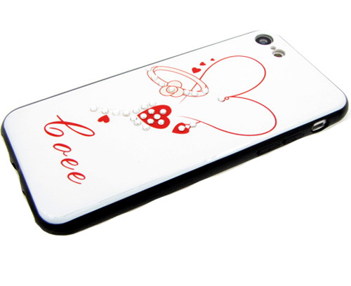 Накладка для XIAOMI Redmi 7, Сердце со стразами, белый