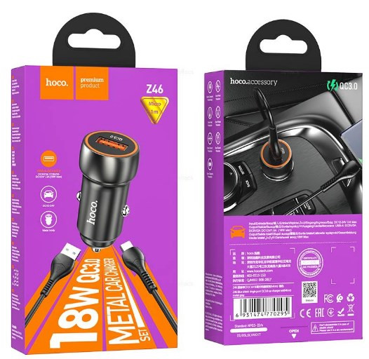 АЗУ HOCO Z46 кабель MicroUSB