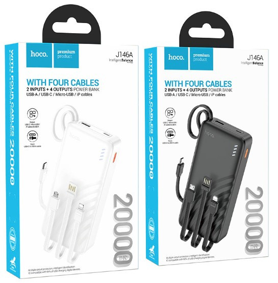 Внешний аккумулятор HOCO J146A Night tide 4 кабеля 20000mAh