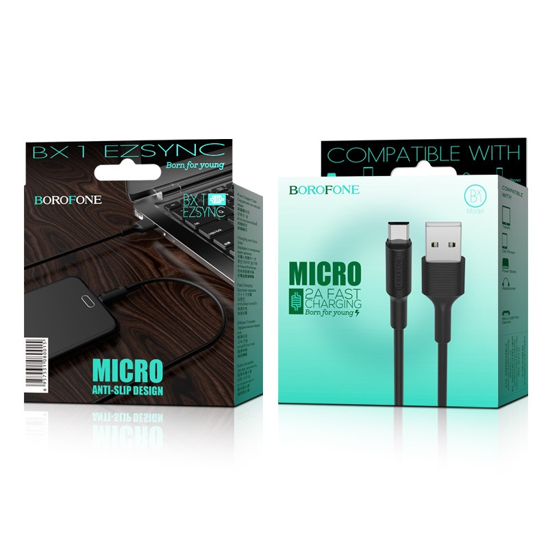 USB кабель для Micro BOROFONE BX1 Amiable, магнитный, 2.4А, 1 м