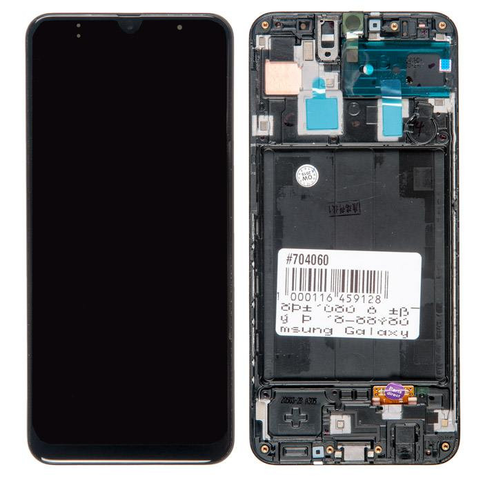 Дисплей для SAMSUNG A30 SM-A305  в сборе с сенсором в корпусе, черный Оригинал 100%