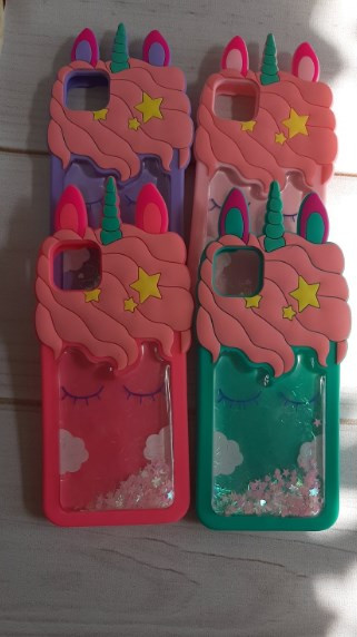 Накладка для SAMSUNG A217 A21S ,Форма Единорожка, жидкие блестки