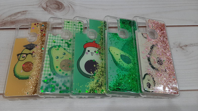 Накладка для SAMSUNG A217 A21S ,Жидкие блестки, авокадо в ассортименте