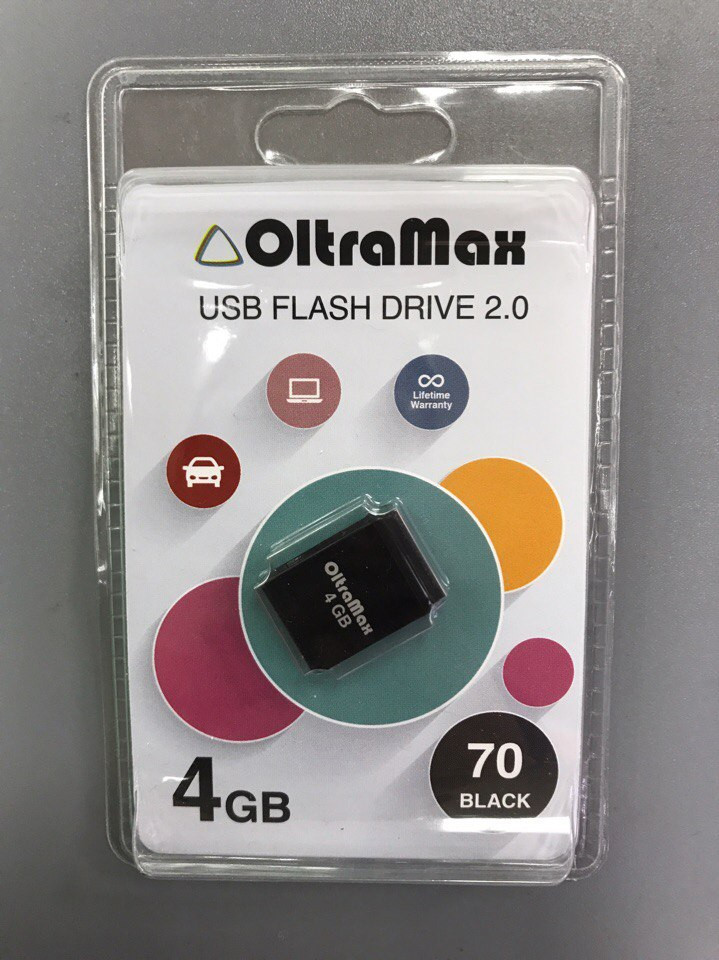 Флеш-накопитель 4Gb OltraMax 70, USB 2.0, чёрный