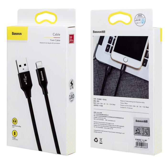 USB кабель для Lightning Baseus Yiven, 1.8 м, 2.1A, CALYW-A01