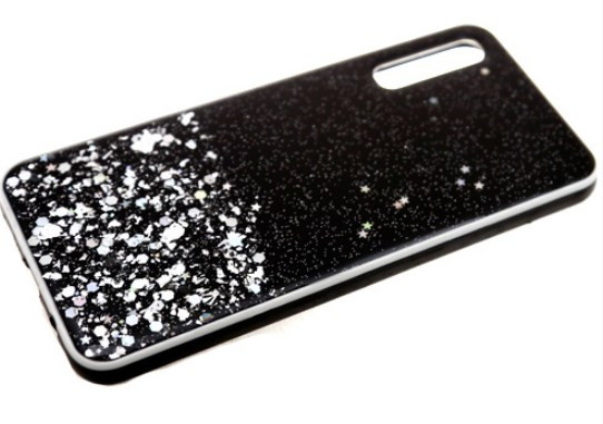 Накладка для Samsung A515F A51, с мелкими блестками, черный