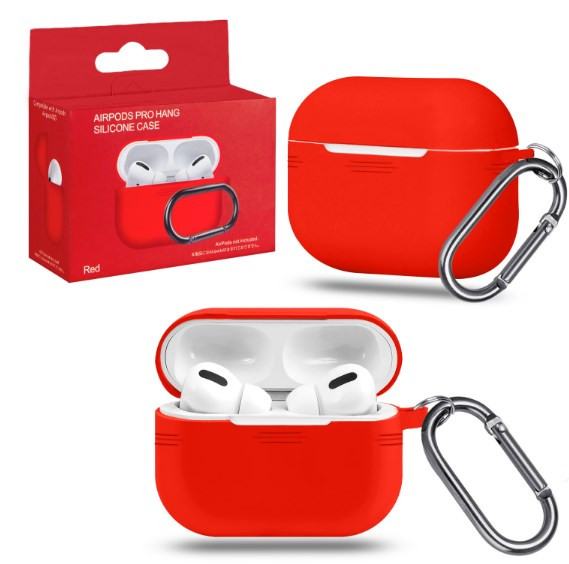 Чехол Airpods Pro, с карабином, красный