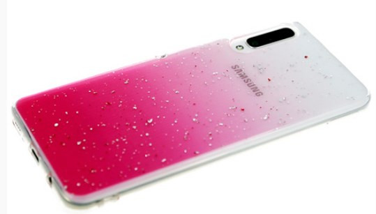 Накладка для Samsung A515F A51, прозрачный с фольгой, розовый