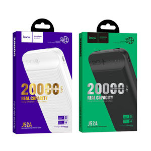 Внешний аккумулятор HOCO J52A, 20000mAh, 2 USB, с LED индикатором, 2.0A