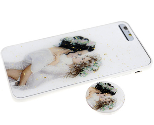 Накладка для Apl IPh X/XS, Ф, с попсокетом, Девушка с дочкой