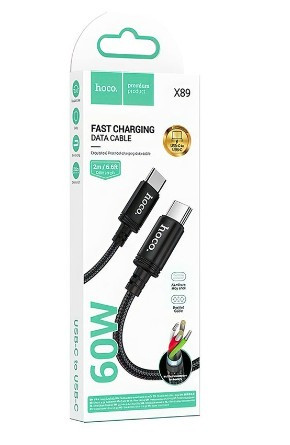 USB кабель для TYPE-C на TYPE-C. HOCO X89 Wind , 3A, 2м