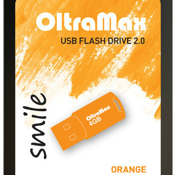 Флеш-накопитель 4Gb OltraMax Smile, USB 2.0, оранжевый