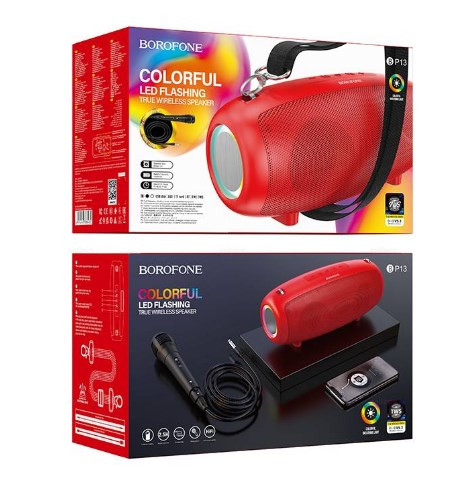 Колонка BOROFONE BP13, BT, FM, TF, USB, AUX, TWS, красный