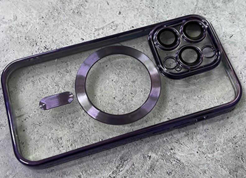 Накладка для APP Iph 15 Pro. с защитой камеры, MagSafe фиолетовый