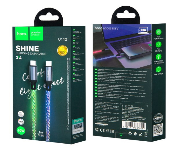USB кабель HOCO U112 Type-C на Type-C 1m 60W