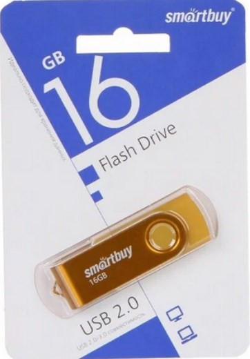 Флеш-накопитель 16Gb SmartBuy Twist, USB 2.0, желтый