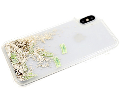 Силикон для HUAWEI Honor 8X, Жидкие блестки, доллары, золото