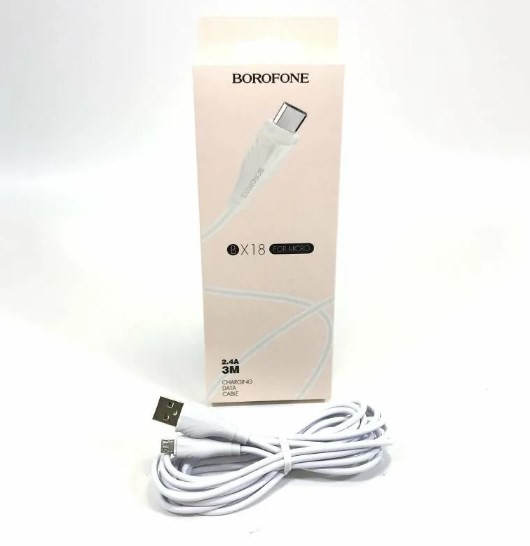 USB кабель для Micro BOROFONE BX18 Optimal, 3.0м, круглый, 2.4A