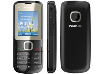 Корпус для Nokia C2-00 со средней частью + клавиатура (черный)