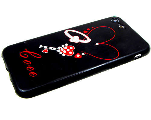 Накладка для XIAOMI Redmi 7, Сердце со стразами, черный