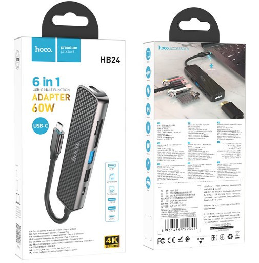 USB HUB HOCO HB24, Easy display” HDTV,  USB3.0 , USB2.0 , SD, TF, PD