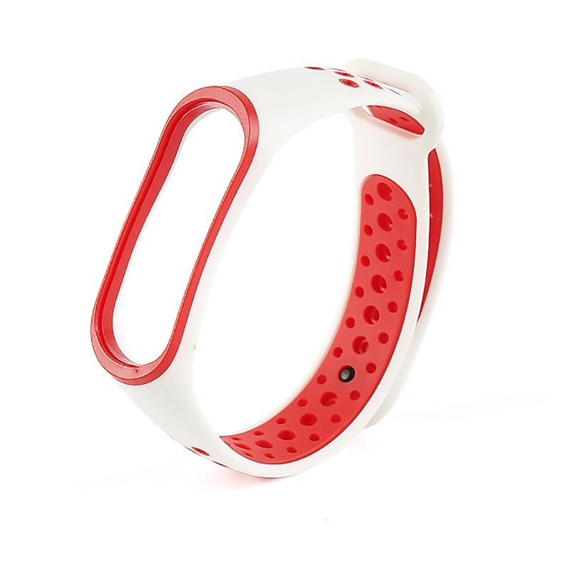 Ремешок для Mi band 3/4, с окантовкой, бело-красный