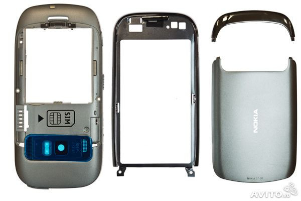 Корпус для Nokia C7-00 со средней частью + клавиатура (серебро)