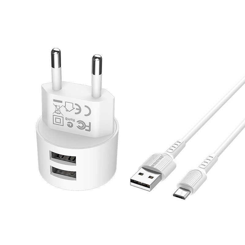 СЗУ BOROFONE BA23A 2.4A 2USB  с кабелем micro