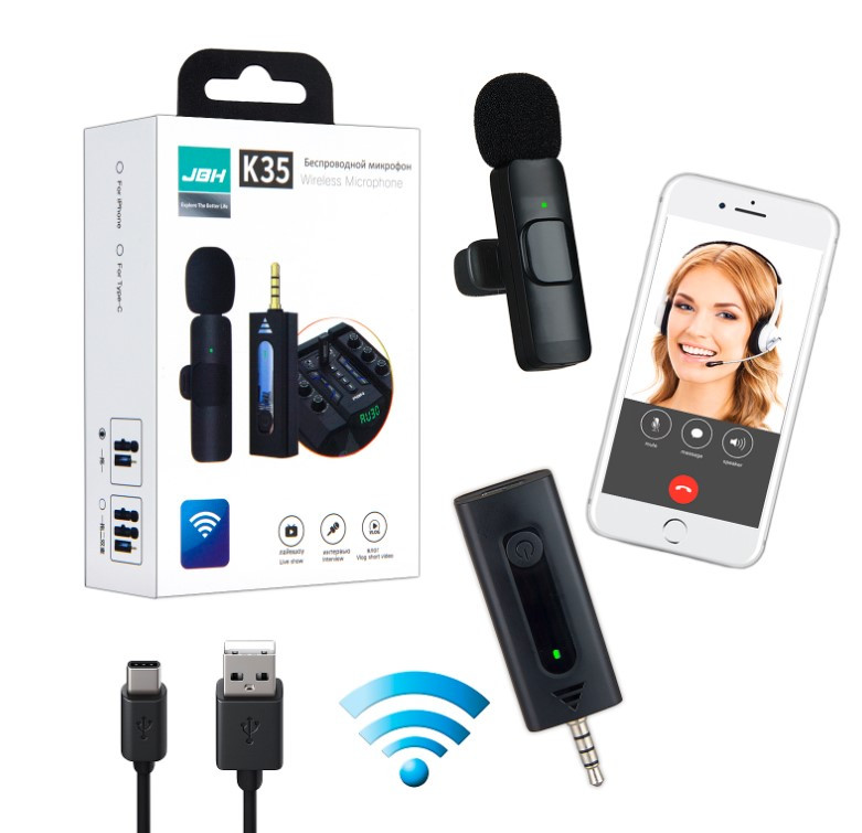 Микрофон петличка беспроводной 3,5 K35