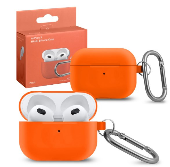 Чехол Airpods 3 Silicon Case с карабином, оранжевый